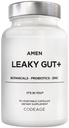 Amen Supplément de Gut de fuite - Formule avancée avec Biodisponible L Glutamine, Zinc, Turmeric, DGL Racine de réglisse - Racine de marshmallow - Probiotiques et prébiotiques fermentés - Vegan, Non-OGM - 90 Capsules
