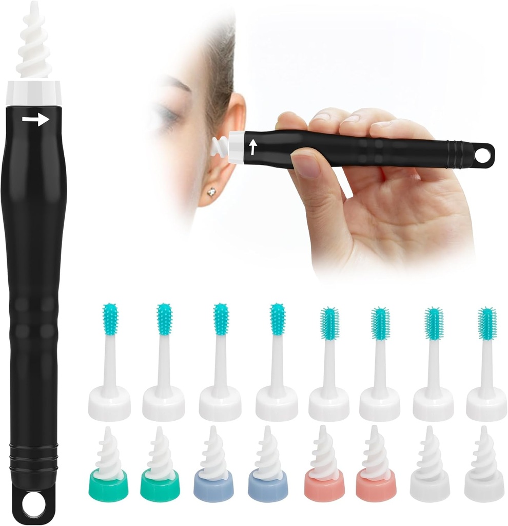 Q Grips Ear Wax Removal Tool 2025 Spiral Ear Wax Removal Kit Wiederverwendbare und waschbare Q-Grips Ear Wax Remover Soft Silicone Spiral Ear Wax Removal Kit Enthält 3 Arten von Ear Cleaner Tools