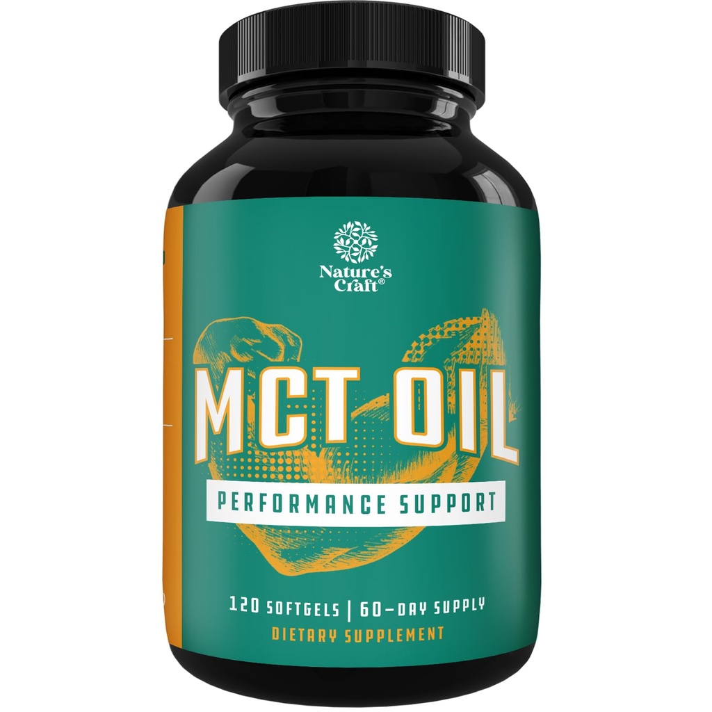 C8 MCT Öl Softgels - Mittelkettige Triglyceride MCT Kokosöl-Ergänzung mit Caprylic/Capric Triglyceride für Körper-Skulpting, Enhanced Energy & Stamina - Keto-Ergänzungen für Gewichtsverlust - 120 Ct