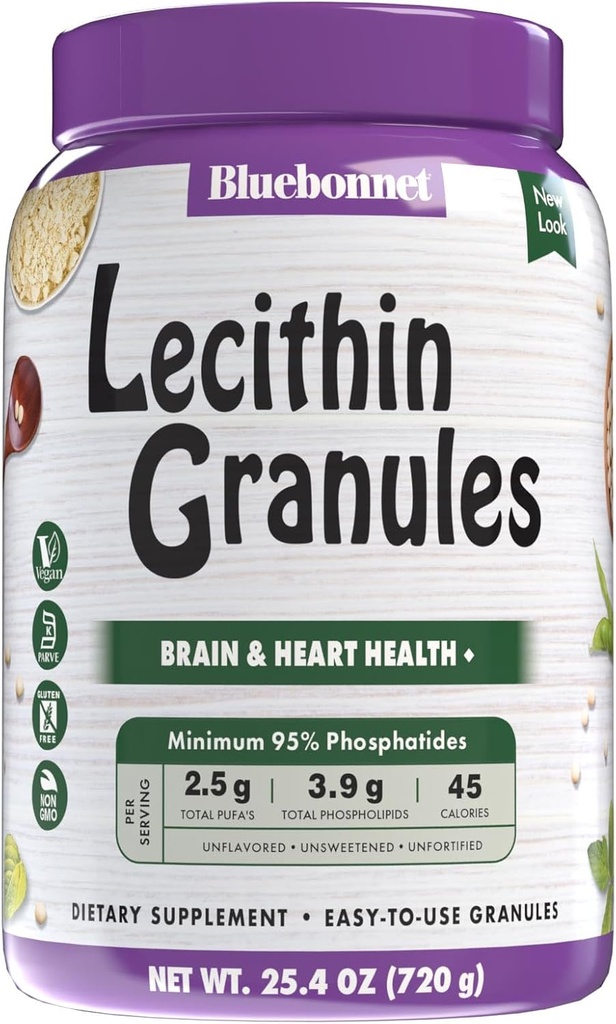Bluebonnet Nutrition Super Earth Lecithin Granules, Derived From Non-GMO Soy, Gluten-Free, Non-GMO, Vegan, Kosher Certified, No Sugar Added, 25.4 oz, 96 Servings