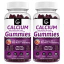 Calcium Magnesium Zink-Gummi mit hoher Absorption Magnesium Glycinat Kalium - Pflanzenkomplex Calcium Magnesium 2:1 Ratio, mit D3 Sea Moss für Knochen, Muskeln, Immun- und Schlafunterstützung, Vegan-2 Pack