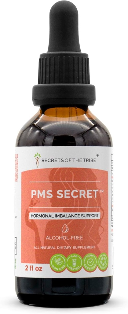 PMS Secret Alcohol-Free, Glycerite Black Cohosh, Cramp, Vitex, Valerian, Dandelion, Kamille, St. John's Wort. Tinktur, Kräuterextrakt Hormon Ungleichgewicht Unterstützung 2 OZ