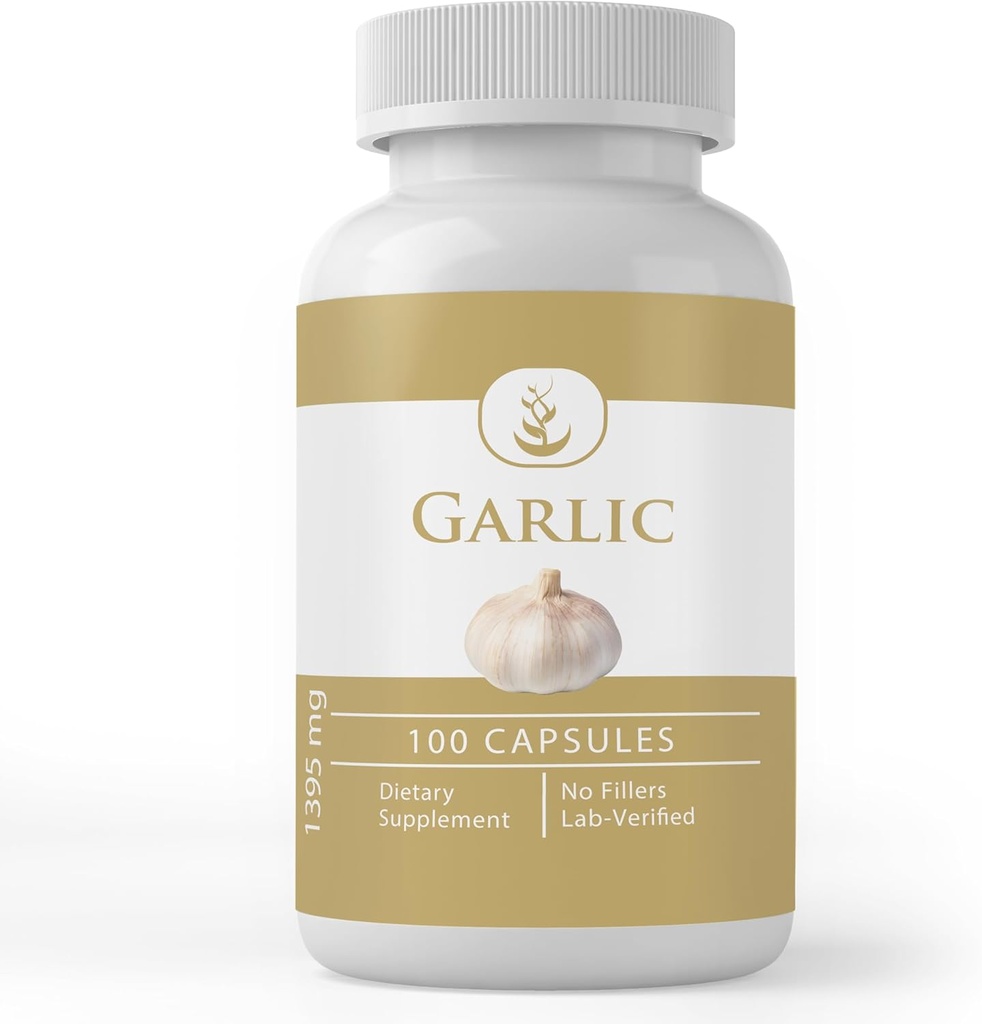Ingrédients originaux purs Capsules d'ail, (100 Capsules) Toujours purs, sans additifs ou remplisseurs, laboratoire vérifié (100 Capsules)