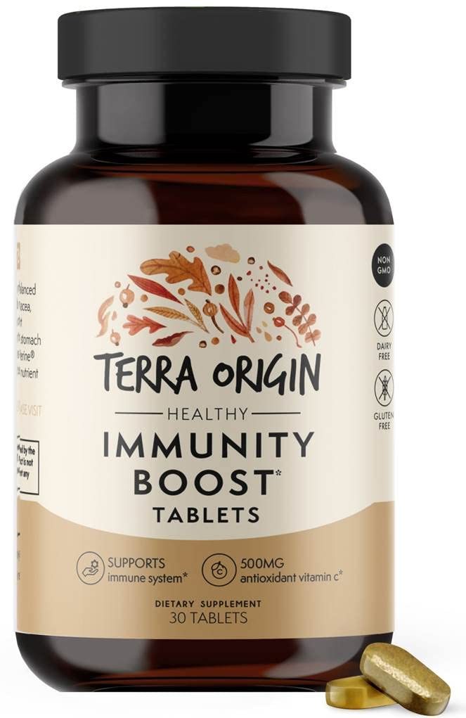 TERRA ORIGIN Immunity Support Supplement | Vitamin C, D3, Zinc, Selenium, Turmeric, Echinacea, Ginger & Andrographis with BioPerine | Daily Immune Booster & Antioxidant Blend | 30 Tablets