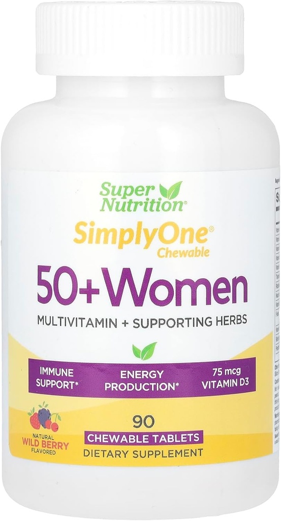 SuperNutrition SimplyOne Multi-Vitamin für Damen 50+, High-Potency, One/Day Chewable Tablets, 90 Day Supply, Wild Berry, 90 Count (Pack von 1)