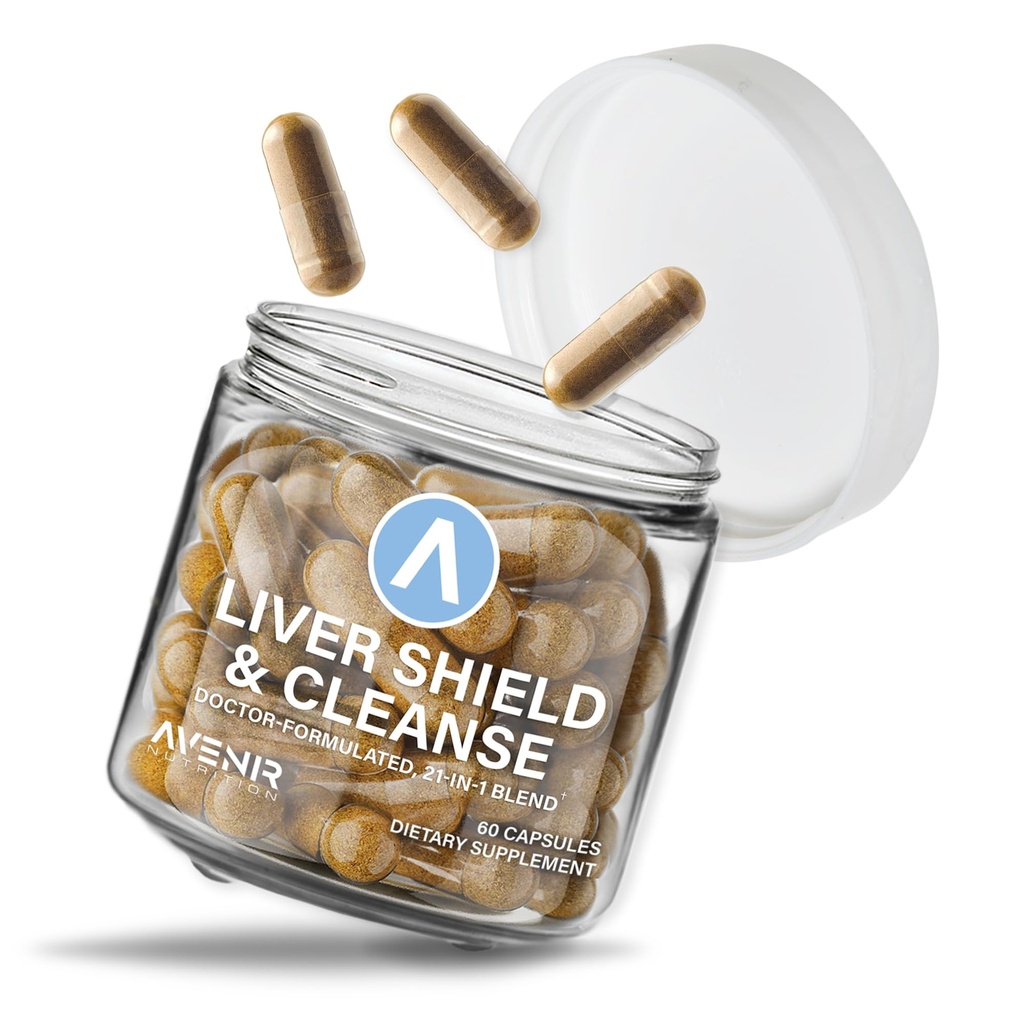 Avenir Nutrition Liver Shield & Cleanse | Kräuter-Lebensmittel-Reinigung Detox & Reparatur-Ergänzung | Milchdistel & Artichoke Extrakt-Ergänzungen | Fatty Liver & Health Support | 60 Kapseln für Männer und Frauen