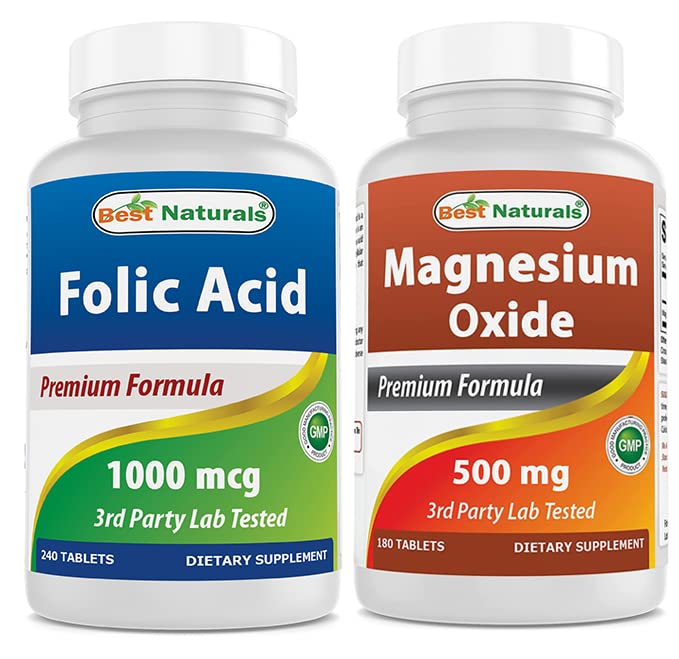 Best Naturals Folsäure 1000 mcg & Magnesiumoxid 500 mg