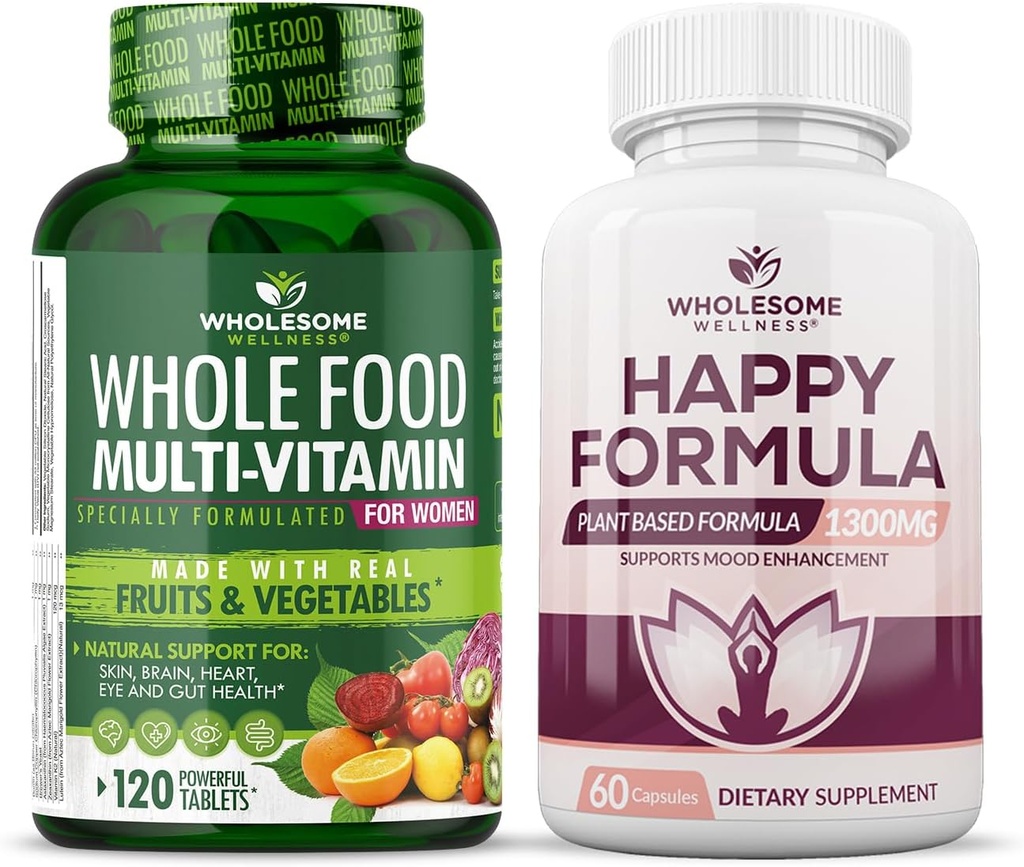 Ganzes Wellness Ganzes Essen Multivitamin für Frauen - Natürliche Multi Vitamine, Mineralien, Bio-Extrakte Happy Formula Natural Relief Supplement Bundle
