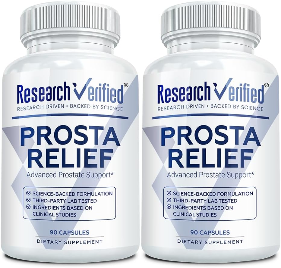 Forschung Verified® Prosta Relief - Saw Palmetto und Bioperine® - Prostate Health; Blase & Urinary Health, Drive and Performance; Pure Natural, 90 Kapseln (Pack von 2)
