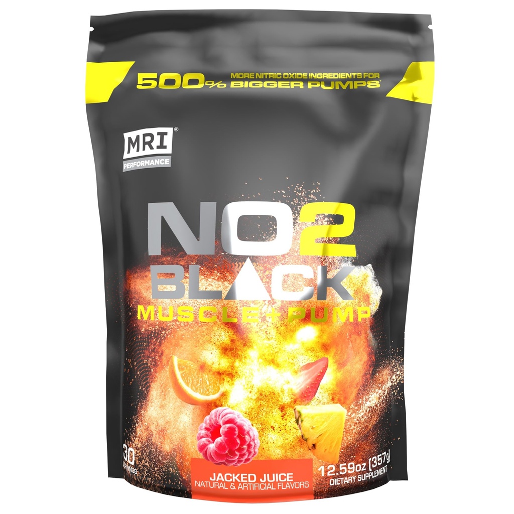 MRI NO2 Black Nitric Oxide Supplement für Pumpe, Muskelwachstum, Vascularity & Energy - Leistungsstarkes Stim-Free Pre-Workout mit Citrulline (30 Portionen) (Jacked Juice)