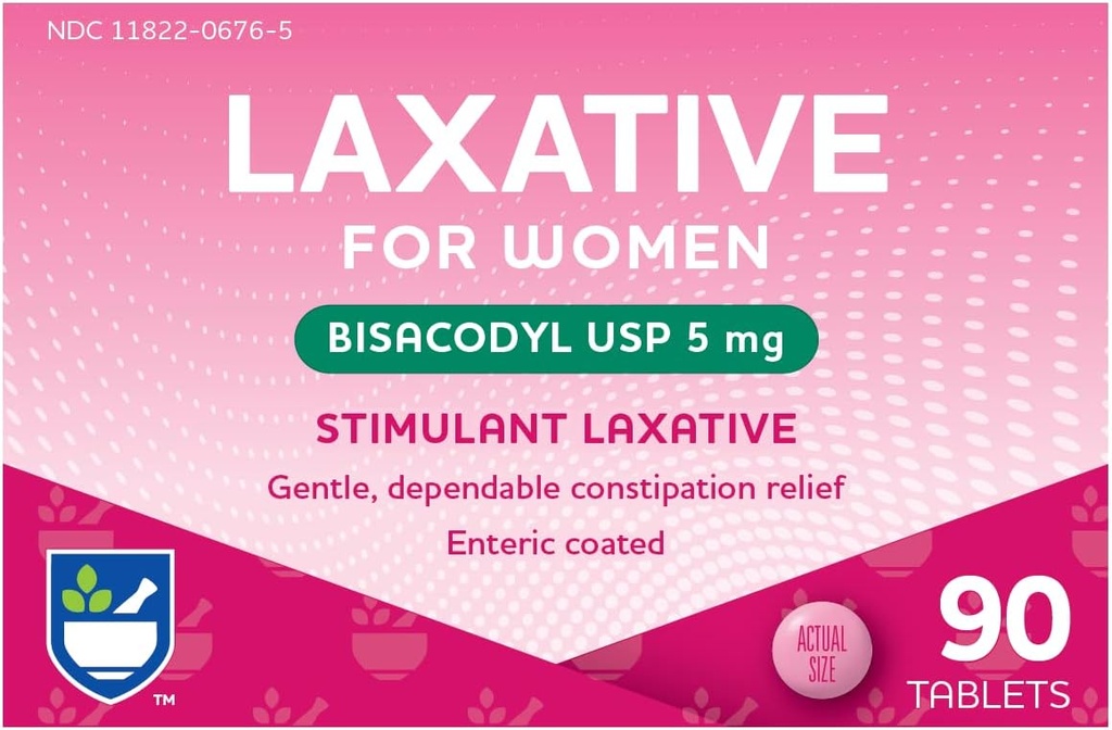 Rite Aid Stimulant Laxative Tabletten, Bisacodyl USP, 5 mg - 90 Count | Constipation Relief | Beschichtet für einfaches Schlucken | Frauen Gesundheit | Hocker Weichspüler