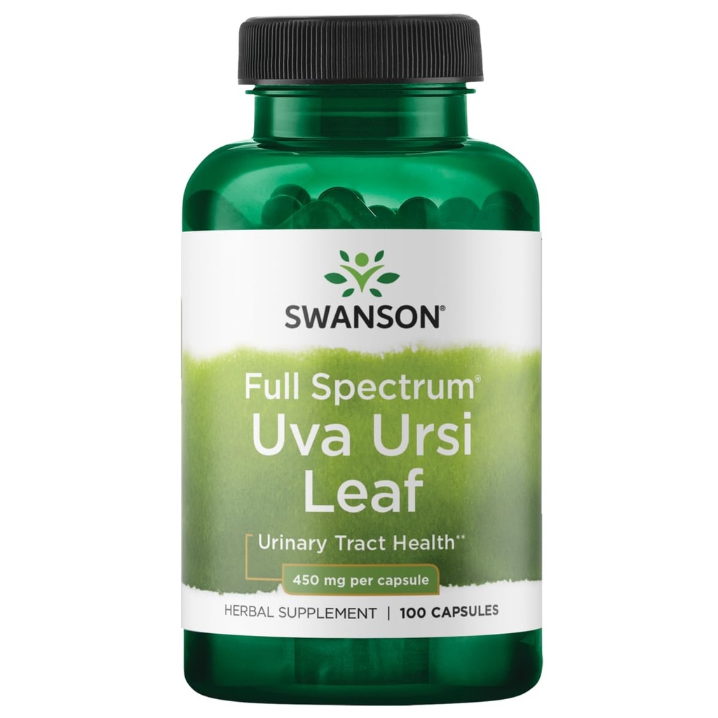 Swanson Full-Spectrum Uva Ursi Leaf - Kräuterergänzung Unterstützung Kidney & Urinary Tract Gesundheit - Kann Unterstützung Herz-Kreislauf-System Funktion & Blasen Gesundheit - (100 Kapseln, 450mg Jeder)