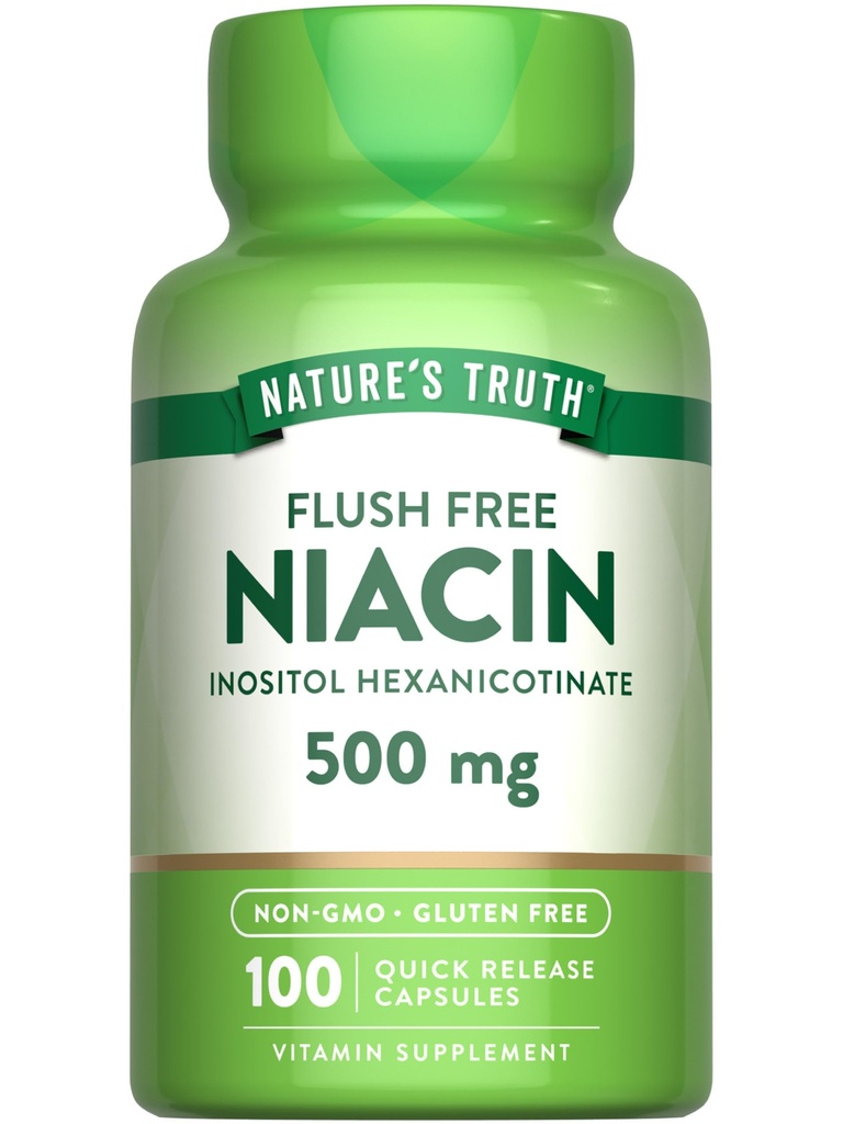 Nature's Truth Flush Free Niacin | 500mg | 100 Kapseln | Non-GMO & Gluten Kostenlose Ergänzung
