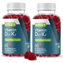 VITEEY Vitamine D3 K2 Gummies - 1000 UI Vitamine D3 et K2 100mcg - Bone et santé cardiaque pour les adultes et les adolescents - Végétarien, sans gélatine, sans OGM - Dégustation de vitamines à croquer D3K2