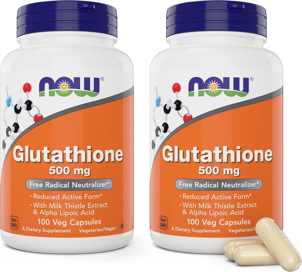 Jetzt Glutathion 500 mg, 100 Vegan Kapseln (Pack von 2) - Reduzierte Form GSH-Ergänzung - Verbessert mit Milchdistelextrakt und Alpha Liponsäure
