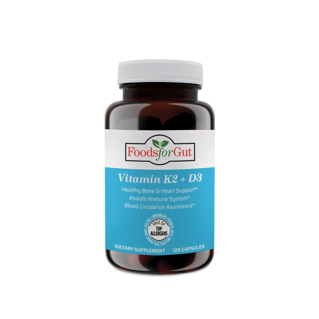 Vitamin K2 (MK7) D3 & BioPerine® Schwarz Pfeffer Extrakt | 120 Kapseln | frei von Top Allergene | Knochen Gesundheit | Stimmung & Energie Unterstützung |