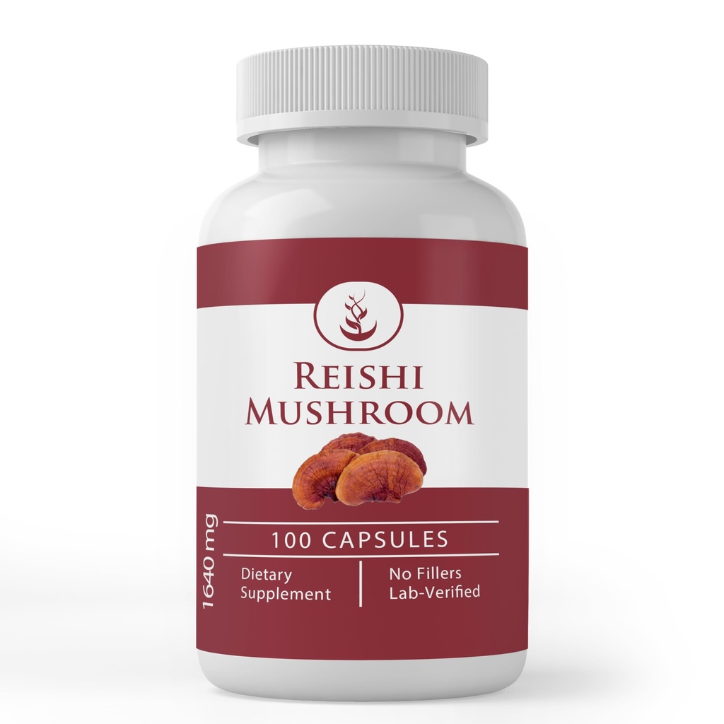 Pure Original Zutaten Reishi Pilz, (100 Kapseln) Immer rein, keine Zusatzstoffe oder Füllstoffe, Lab Verifiziert