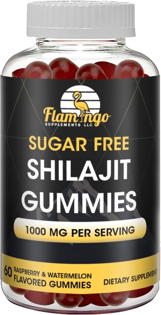 Zuckerfreie Shilajit-Gummien (1000mg Servieren)- Natürliche Himalaya Organische Fulvic Säure Shilajit Ergänzung für Männer und Frauen -60 Gummy Chews