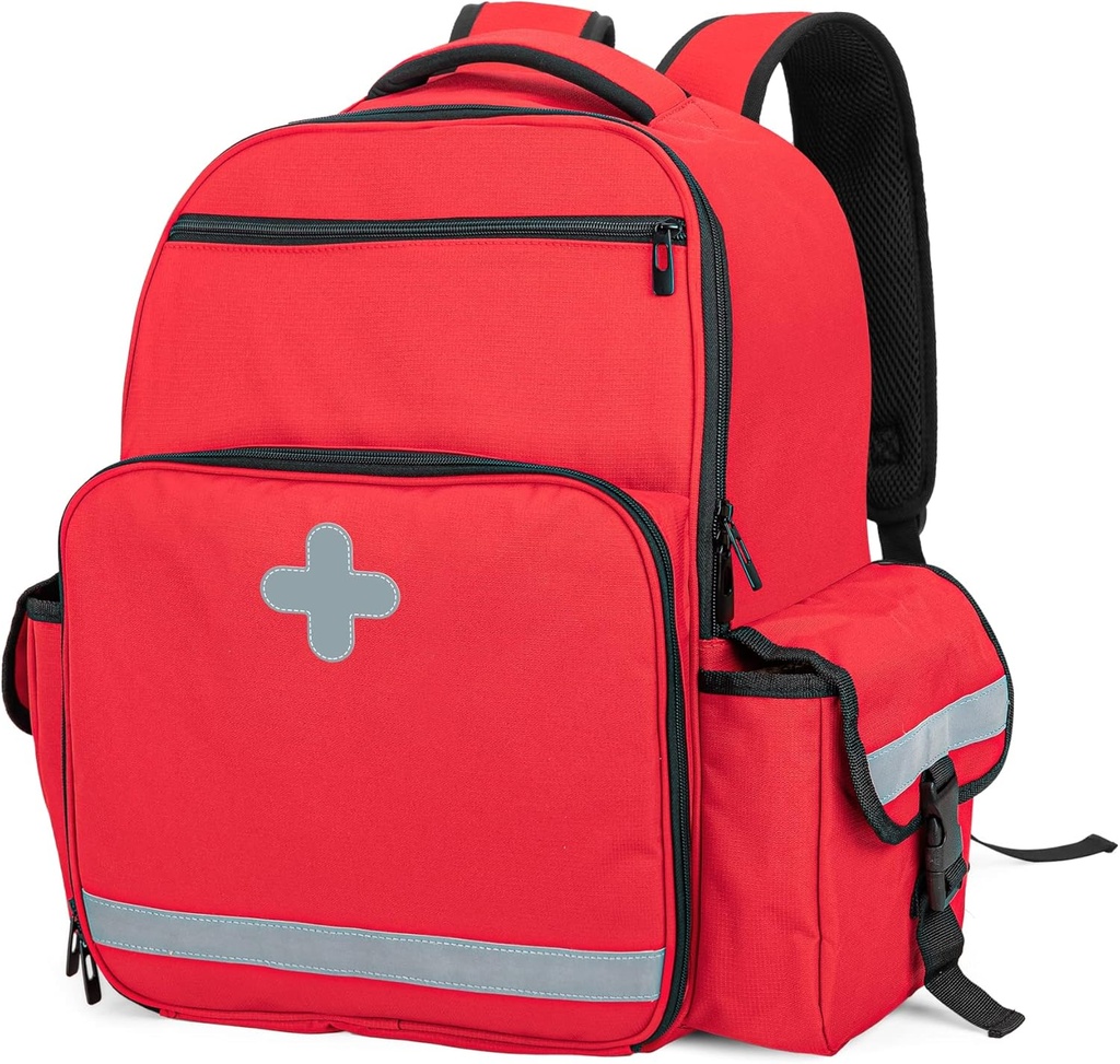 CURMIO Notfall medizinischer Rucksack Leere, Erste Responder EMT Tasche für EMS, Camping, Wandern, Heimgesundheit, Feldreisen, Rot (nur, patentiertes Design)