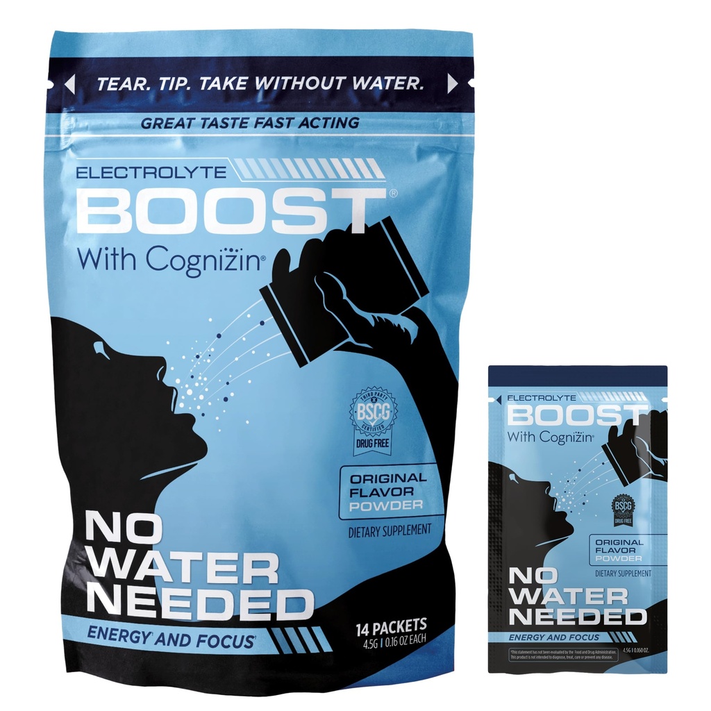 Elektrolyt-Pulver-Packets mit Cognizin nehmen ohne Wasser, Hydration ergänzen, kein Zucker, kein Stevia, kein Koffein, kein Wasser benötigt, löst in Mund, 14 Pack