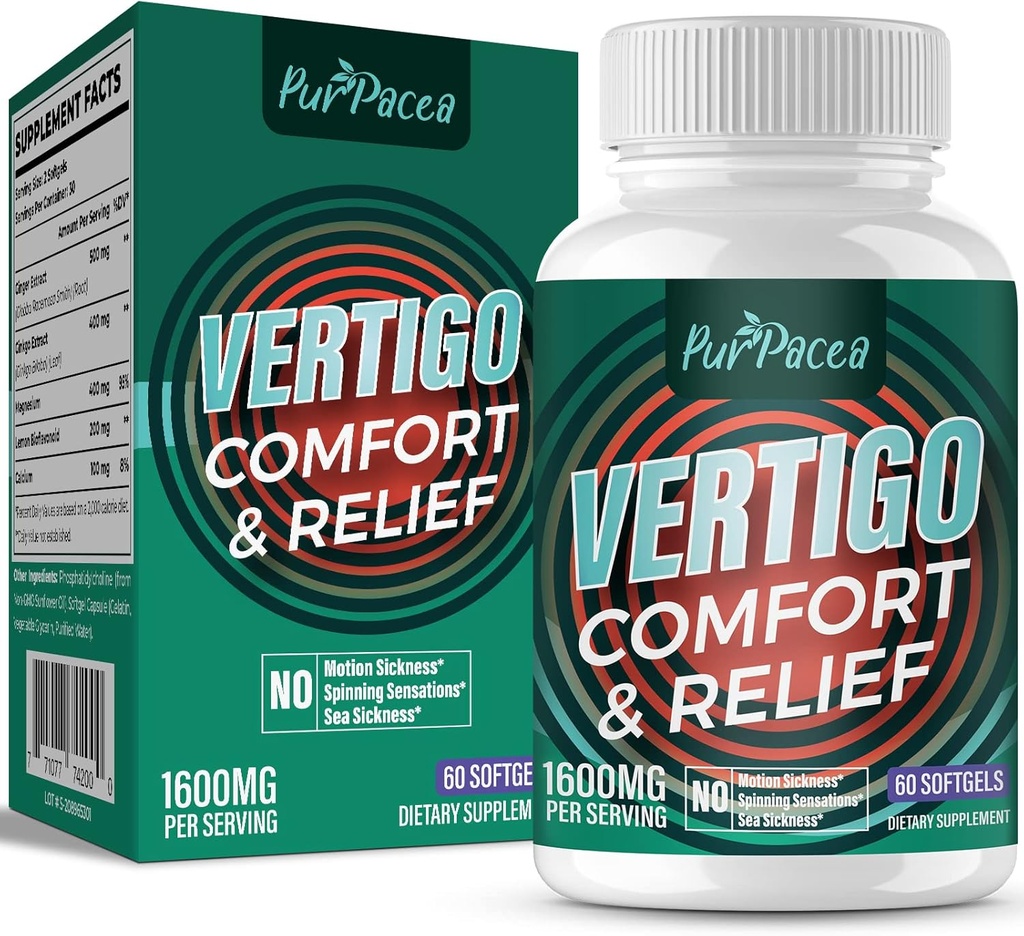 Liposomal Vertigo Supplement 1600MG, Advanced Absorption Formula, Natural Inner Ear Balance Supplement mit Ginger & Ginkgo Biloba Extract, 60 Softgels, 30-Day Supply