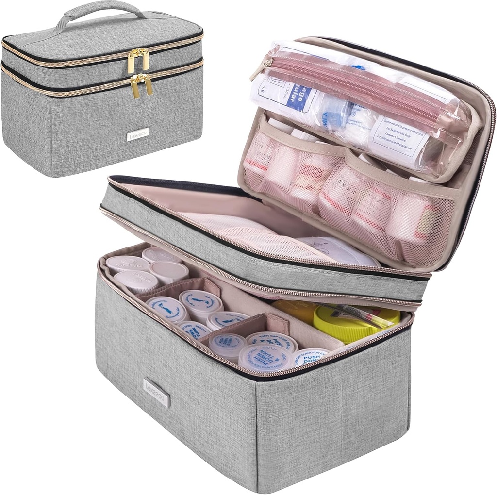 Medizinische Aufbewahrungstasche Pill Bottle Organizer mit Portable Small Pouch Travel Medication Bottle Organizer für Notfall Home Erste Hilfe Box Kit (Gray)