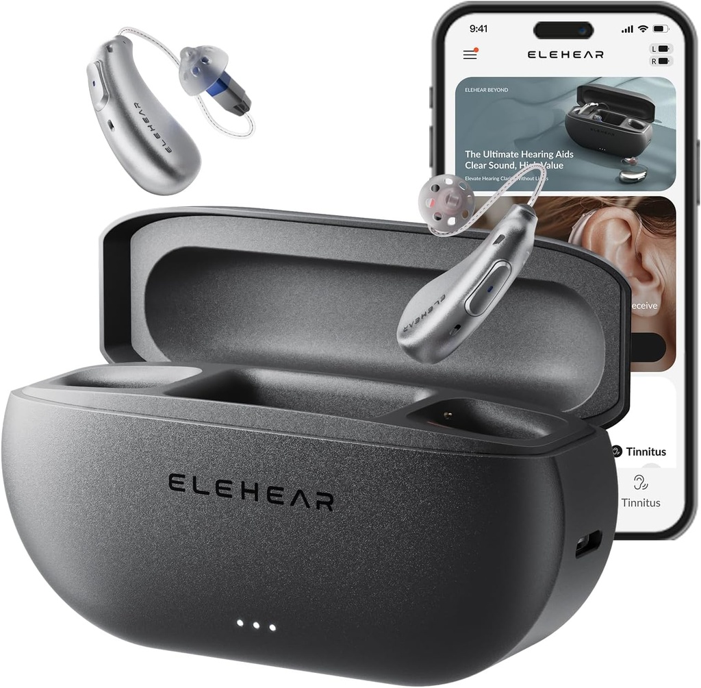 ELEHEAR-Beyond OTC Hörgeräte, AI Powered Speech Enhancement und Tinnitus Masking, Superior Sound Qualität, Konnektivität mit iOS oder Android-Geräten über Bluetooth 5.3, für Senioren und Erwachsene