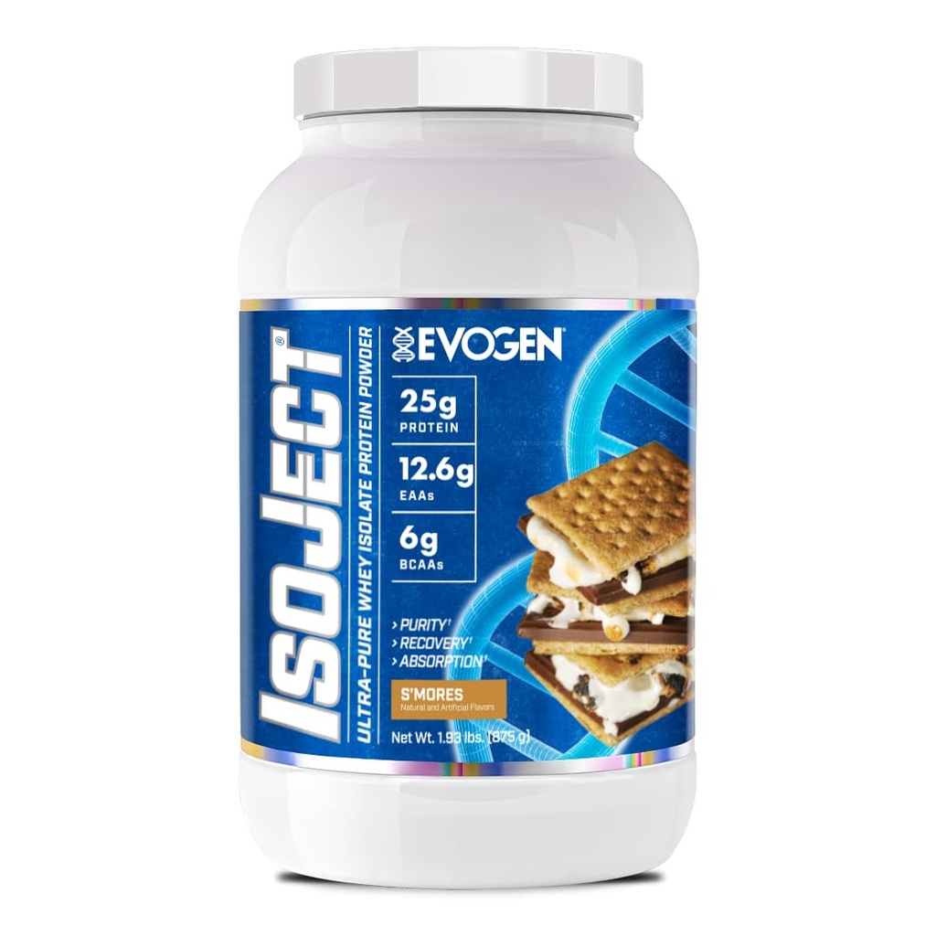 Isoject d'Evogen - Isolate de protéines de lactosérum Ultra-Pure Poudre de protéines de lactosérum avec enzymes d'igniteurs, BCAAs et EAAs