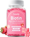 Gommies d'huile de graines noires avec biotine, immunosupport cheveux et peau et ongles sains pour les femmes et les hommes, chlorophylle, zinc, vitamine A, B6, B12, C, D, E, supplément végétalien - 60 Gommies