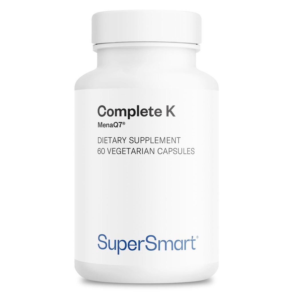 Supersmart - Complete K - avec K1, K2 (MK4 + MK7) - Supplément de vitamine K plein spectre - Sans OGM et sans gluten - 60 capsules végétariennes