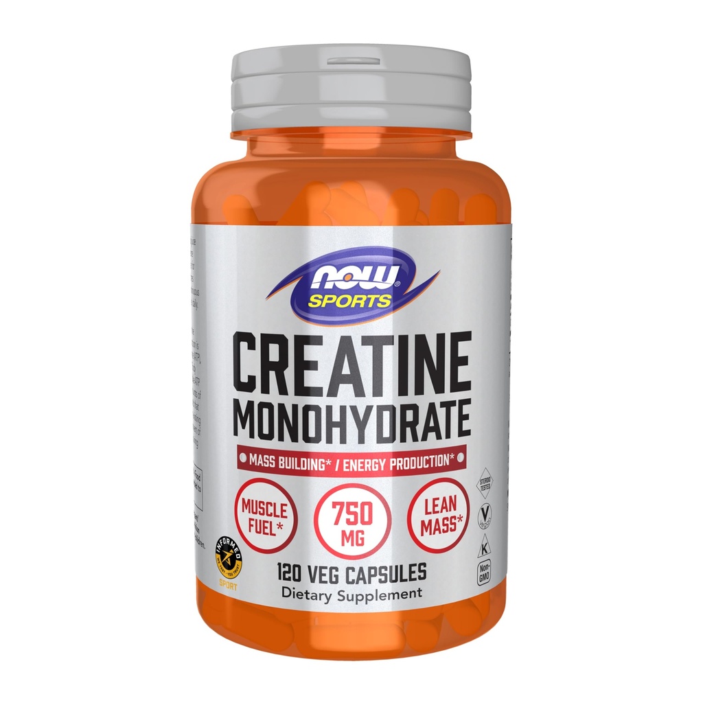 MAINTENANT Aliments Sports Nutrition, Créatine Monohydrate 750 mg, Mass Building*/Production d'énergie*, 120 gélules