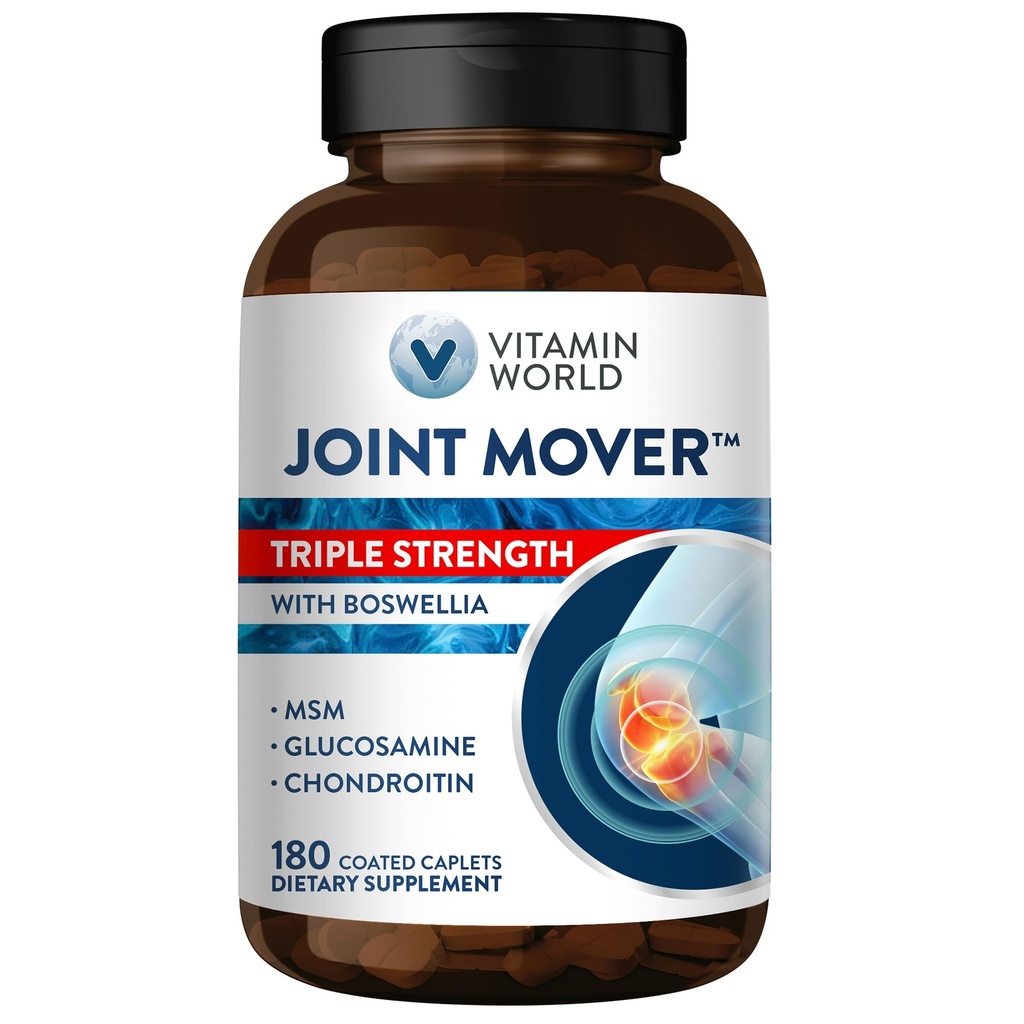 Vitamin World Triple Strength Joint Mover, Glucosamin Chondroitin mit MSM Joint Support Supplement, Collagen & Boswellia Serrata Extract, Unterstützung Gelenkstärke, Komfort & Flexibilität, 180 Caplets