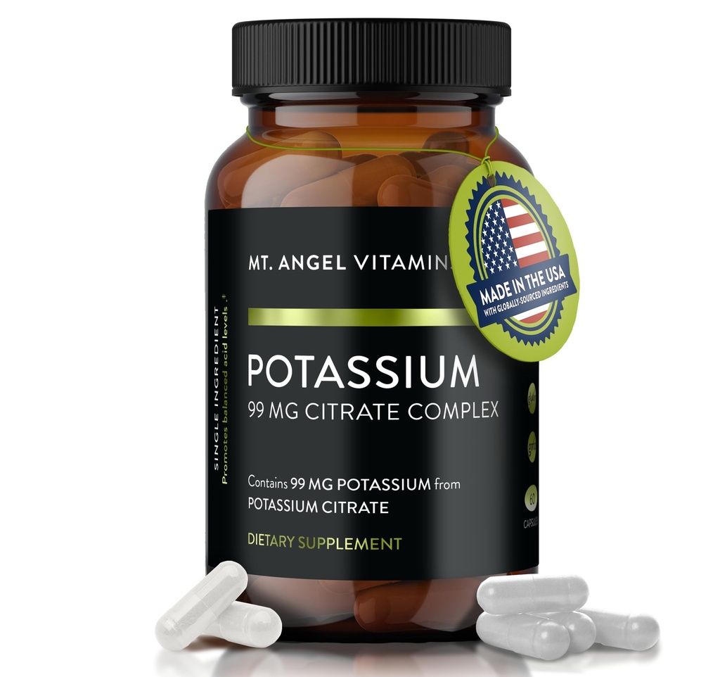 Mt. Angel Vitamine - Kaliumergänzung, 99 MG Kalium Citrat Komplex, 60 Kapseln