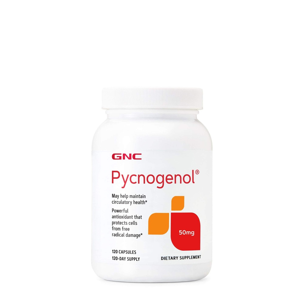 GNC Pycnogenol 50mg, Maintient la santé circulatoire, 120 Capsules