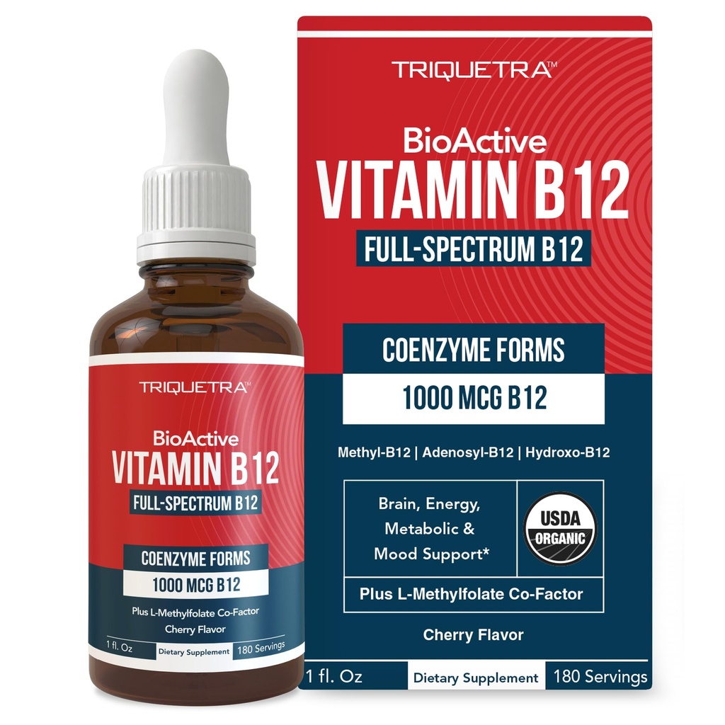 BioActive Vitamin B12 1000 mcg | Enthält 3 BioActive Formen B12 Plus Methylfolate Cofactor - Methyl B12, Adenosyl B12 &amp; Hydroxy B12 | Sublingual Form, Kirschen Geschmack, Bio, Vegan (180 Servierungen)