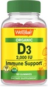 Wellja Bio Vitamin D3 2.000 IU (50 mcg) Gummi - Unterstützt Knochen, Muskelkraft und Immunität - Non-GMO, Glutenfrei - USDA Organic - Natürliche Aromen - 60 Gummie