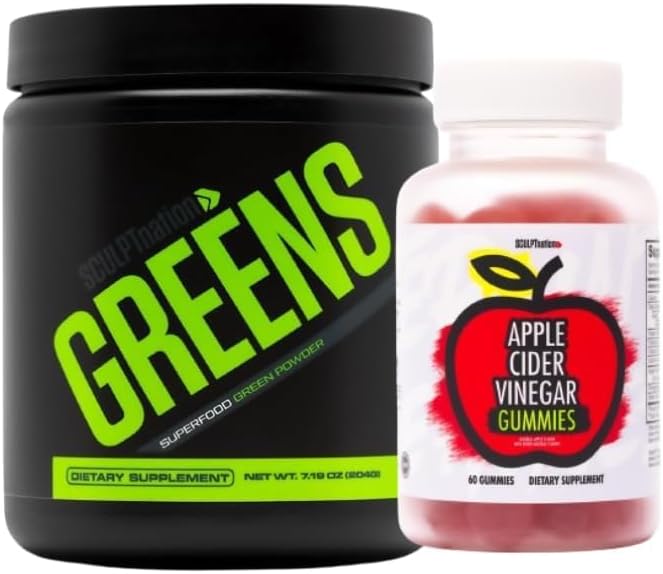 Sculpt Nation von V Shred Greens Unflavored und Apple Cider Essig Gummis Bundle