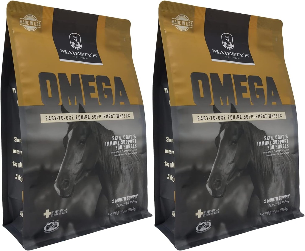 Omega Wafers - Superior Horse/Equine Skin, Coat und Immun Support Supplement - Omega 3, 6, 9 und Biotin (Regular, 2 Pack (120 Count Total))