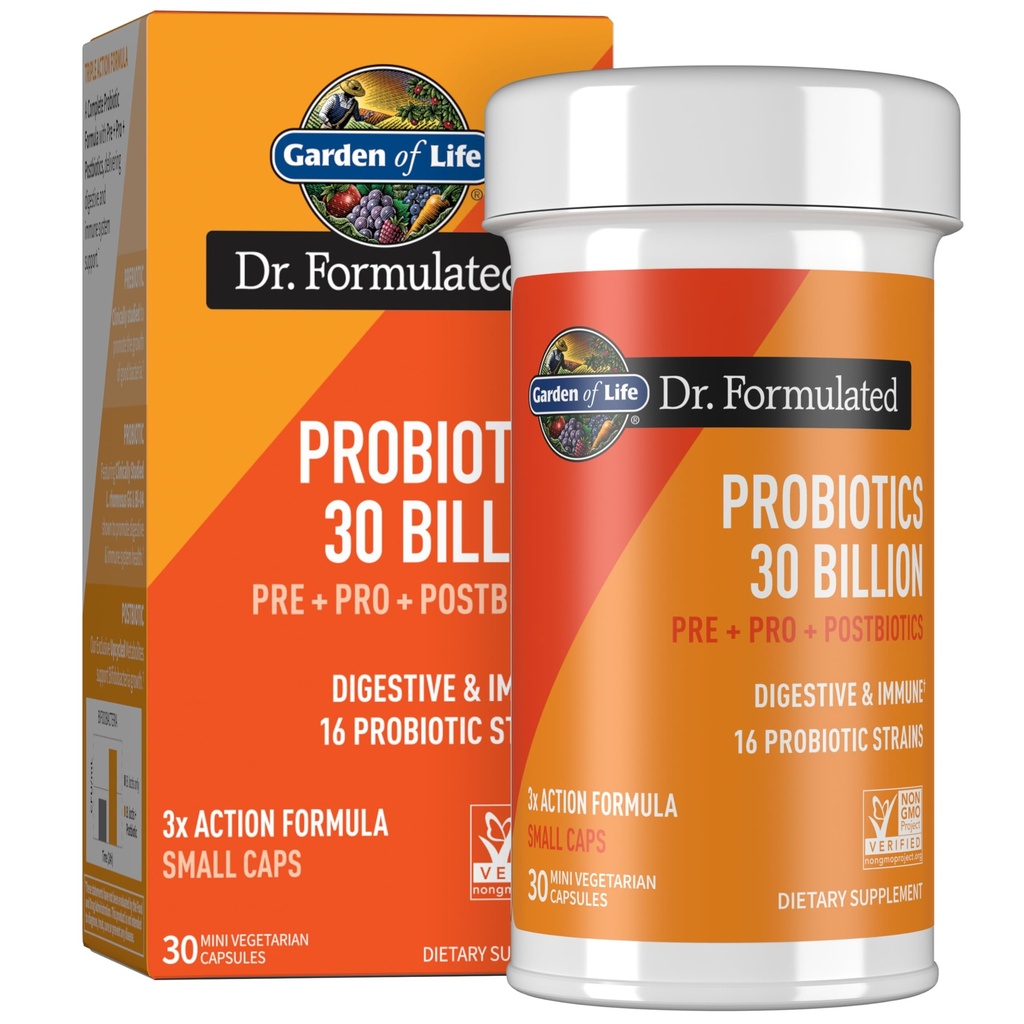 Jardin de la vie Dr Formulé une fois par jour 3-en-1 Probiotiques complets, prébiotiques et postbiotiques - PRE + PRO + Supplément POSTBIOTIC pour les adultes