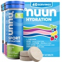 Nuun Hydratation Comprimés électrolytiques - Sodium, Potassium, Chlorure, Calcium, Magnésium, 1g & 0g Mélange de boissons sucrières, Vegan, Sans gluten, Non-OGM.