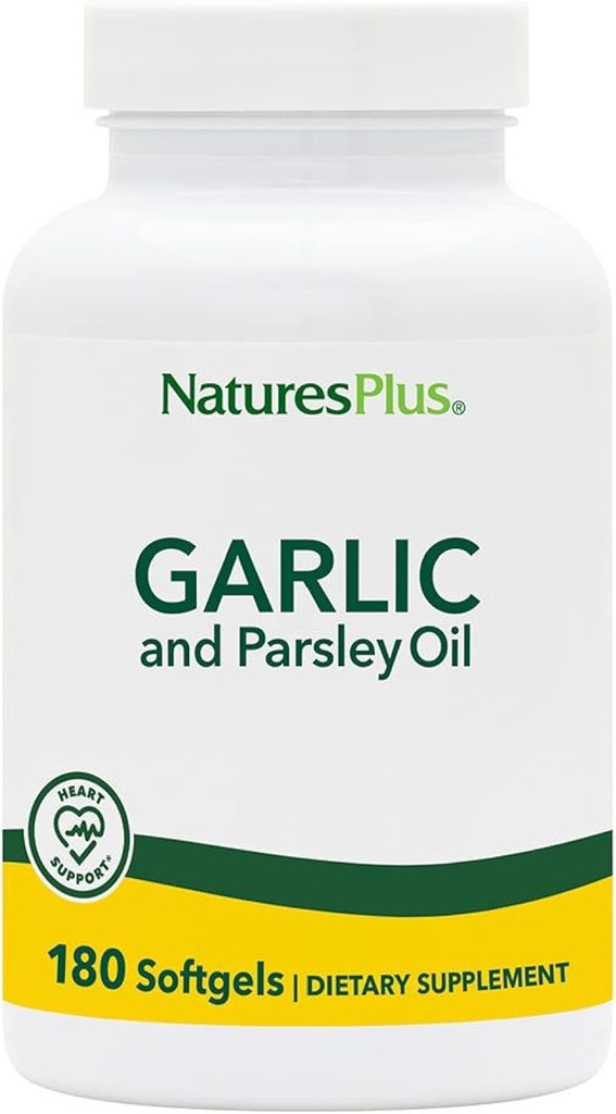 Natures Plus Knoblauch & Petersilie - Naturally Promotes Gesunde Cholesterin & Blutdruckstufen - 180 Softgel (180 Portionen)