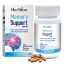 HERBION Naturals Prise en charge de la mémoire Capsules, aide à améliorer la fonction cérébrale et l'esprit absent, maintient des niveaux d'humeur sains avec Ginkgo Biloba, pour les adultes, 60 comtes, pack de 1