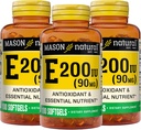 MASON NATURAL Vitamin E 90 mg (200 IU) - Antioxidans und essentielle Nährstoffe, Gesundes Immunsystem, Haut und Augen, Ganzkörperergänzung, 100 Softgels (Pack von 3)