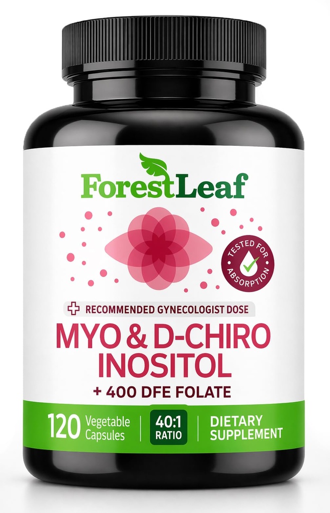 Myo-Inositol & D-Chiro Inositol Ergänzung für Frauen Gesundheit | Fertilität Ergänzungen Frauen | Inositol 40:1 Ratio Unterstützung Ovarian Funktion und gesunde Hormon Balance Frauen | 2050mg | 120 Pulver Caps