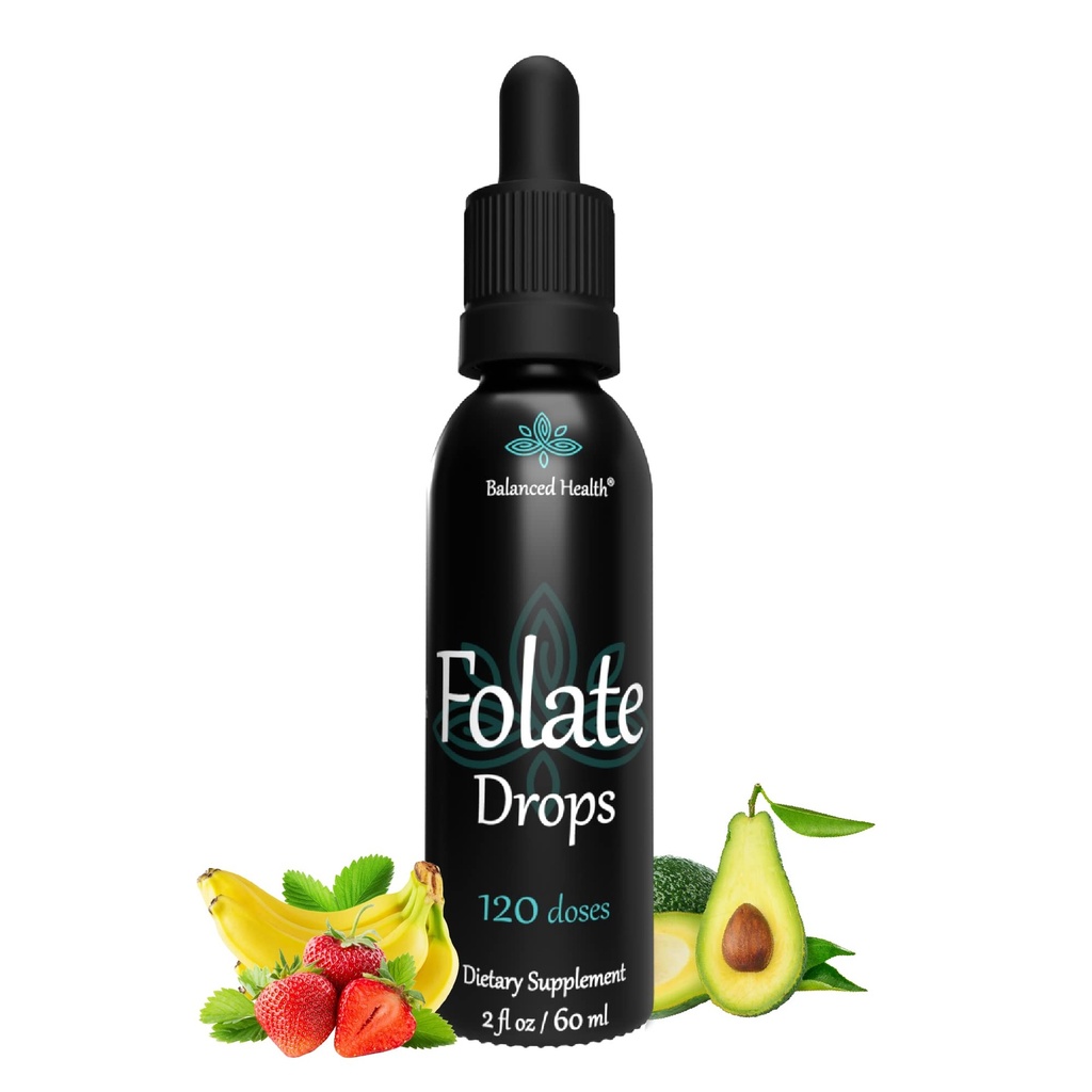 Folate Drops - 120 Servierungen, 2oz, Butterscotch Flavor, 500mcg L-5-MTHF Folsäure-Zusatz