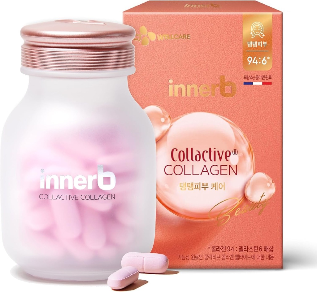 CJwellcare Innerb Glow Capsule Collagen (28 Servierungen, 4 Wochen) - Firm Skin Elasticity, Premium Korean Skin Care Supplement. Elastin, Vitamin C.