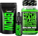 Bart Growth Kit w/Grow XXL Bart Öl/Serum für Gesichtshaarwachstum für Männer + Maximale Stärke 620.000mcg 14-in-1 BIOTIN Gesichtshaarwachstum Vitamine für Männer - Formuliert in Amerika