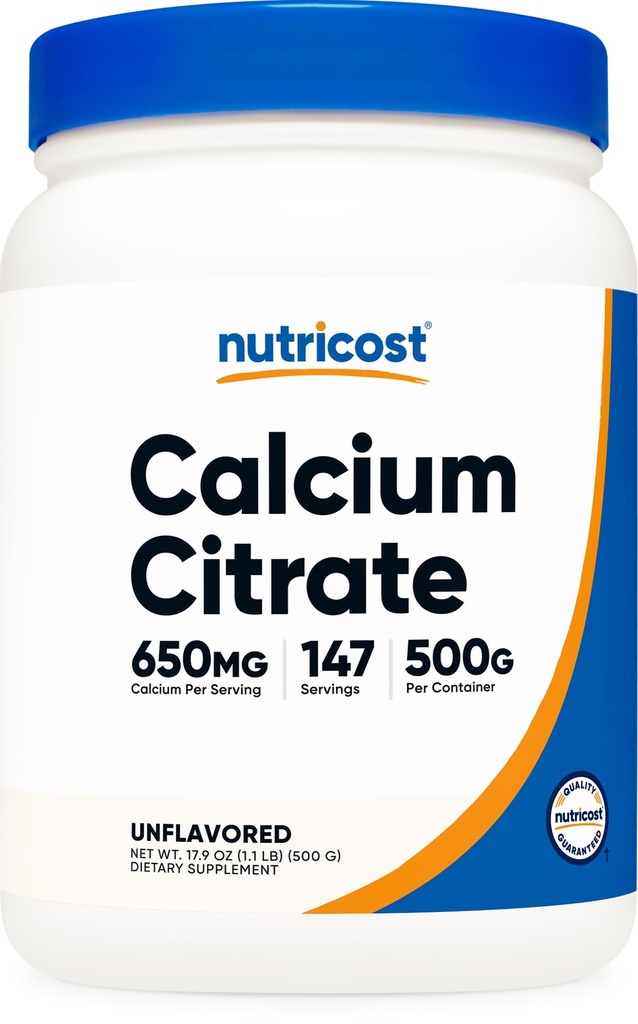 Nutricost Calcium Citrat Pulver (500 Gramm) (Unflavored) - Reines Calciumcitrat, keine Füllstoffe, Glutenfrei (1.1lbs)