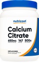 Nutricost Calcium Citrat Pulver (500 Gramm) (Unflavored) - Reines Calciumcitrat, keine Füllstoffe, Glutenfrei (1.1lbs)