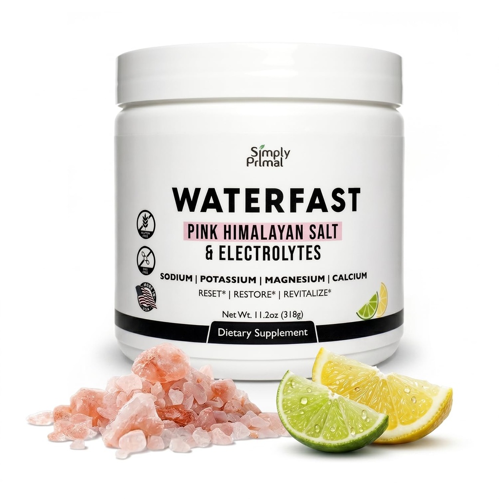WASSERFAST Keto Elektrolyt Pulver für Fasten und Hydration - Lemon Lime Flavor | Pink Himalayan Salz (Natrium), Kalium, Magnesium, Calcium | Zuckerfrei, Glutenfrei, Sojafrei